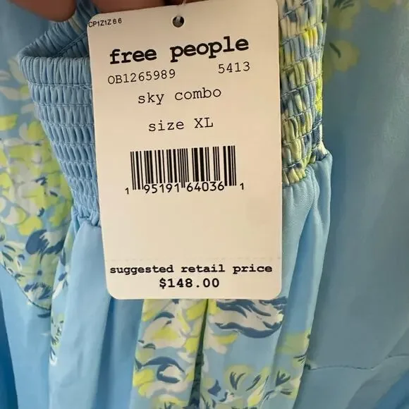 NWT Free People Laura Printed Midi Dress in Sky Combo - Picture 6 of 7